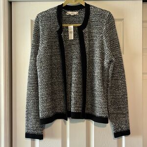 NWT Loft lady like woven jacket cardigan w black cuff details